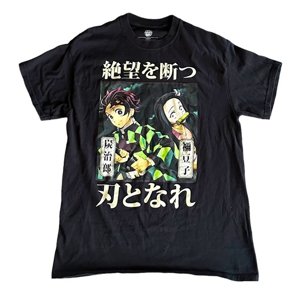 {Demon Slayer Anime} "Tanjiro & Nezuko" printed graphic short sleeve T-shirt - Picture 1 of 5